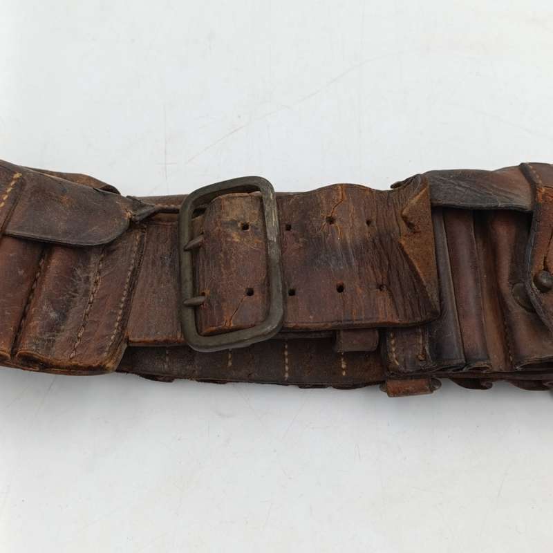 Boer War 1889 Pattern Leather ammo bandolier -10-10-5-5-10-10 configuration - length 143cm