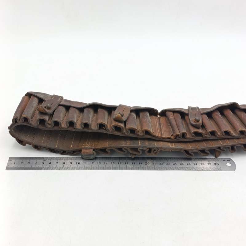 Boer War 1889 Pattern Leather ammo bandolier -10-10-5-5-10-10 configuration - length 143cm