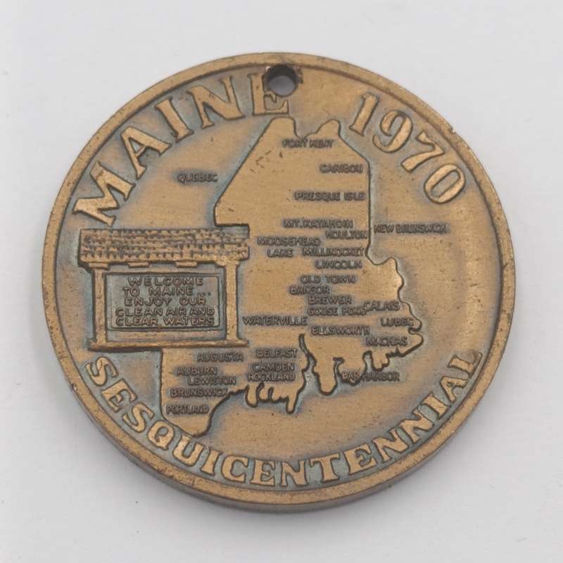USA Maine 1970 Sesquicentennial prayer medallion - holed