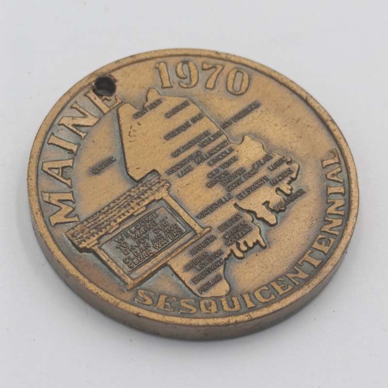 USA Maine 1970 Sesquicentennial prayer medallion - holed
