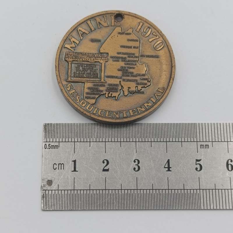 USA Maine 1970 Sesquicentennial prayer medallion - holed