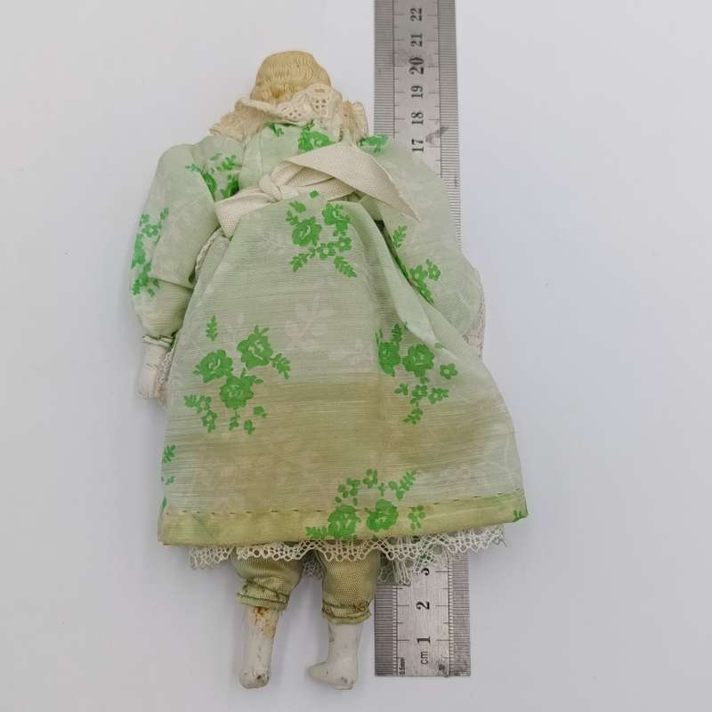 Golden blond rosy cheeks german Bisque doll - 19cm long - Antique late 1800's
