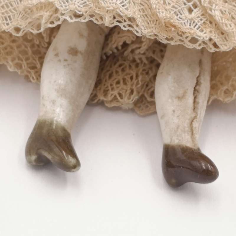 Antique 1890's China head German flat top doll - 12cm high