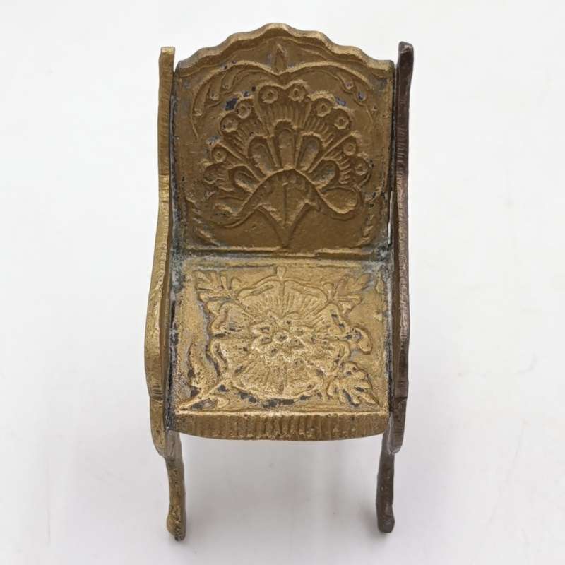 Set of 4 vintage brass doll house chairs