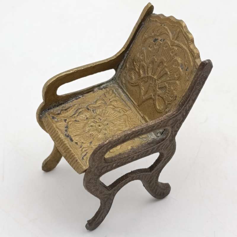 Set of 4 vintage brass doll house chairs