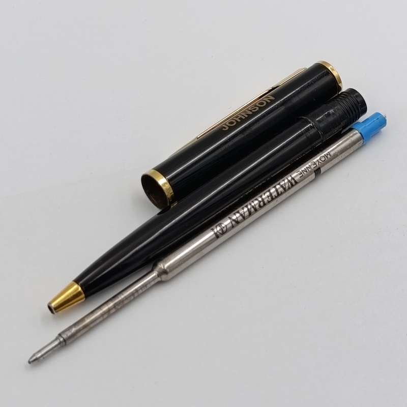 Original Waterman 3 pen set including fountain pen - Kodant Johnson advertising in leather pouch