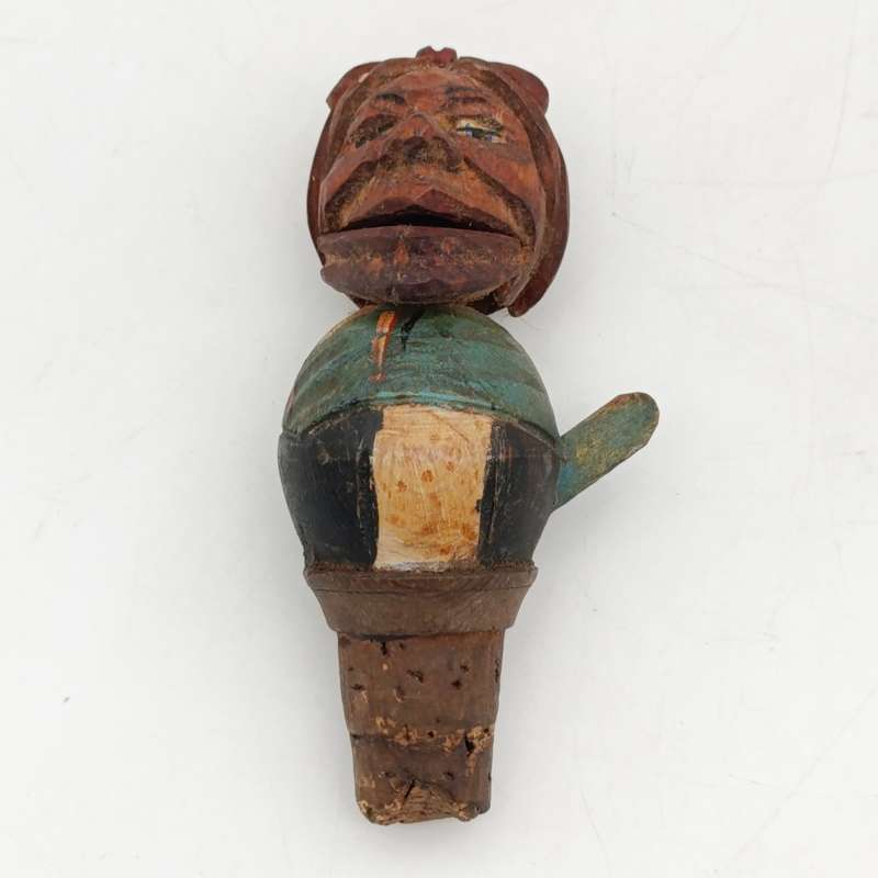 Vintage Wooden carved mechanical wine stopper