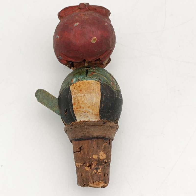 Vintage Wooden carved mechanical wine stopper