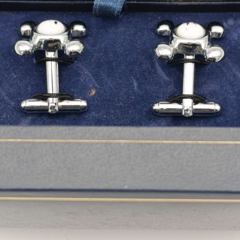 Pair of bathroom tap shaped cufflinks