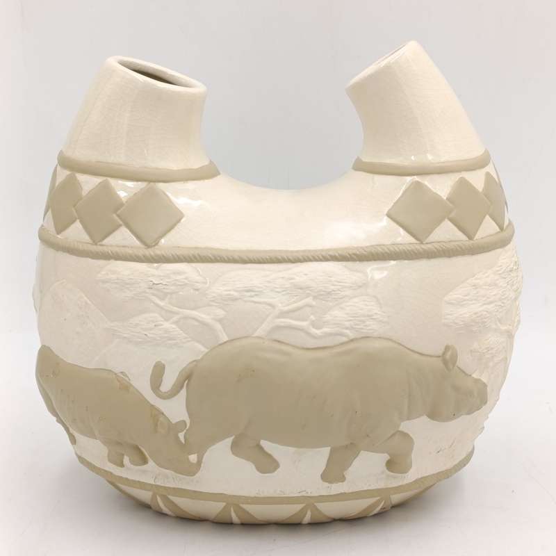 Vintage African Rhinoceros interior vase