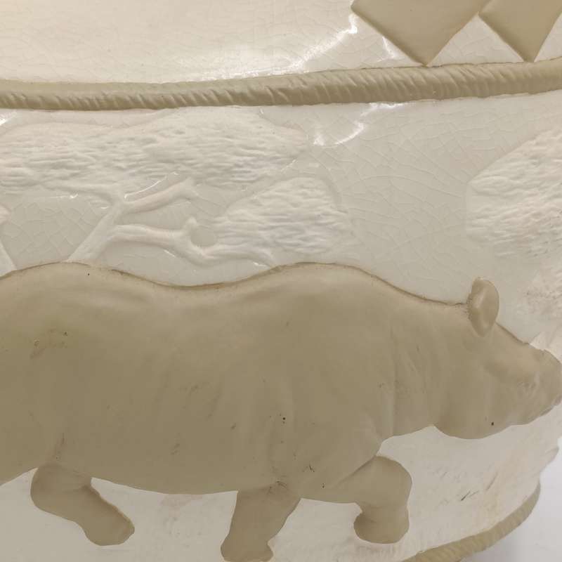 Vintage African Rhinoceros interior vase