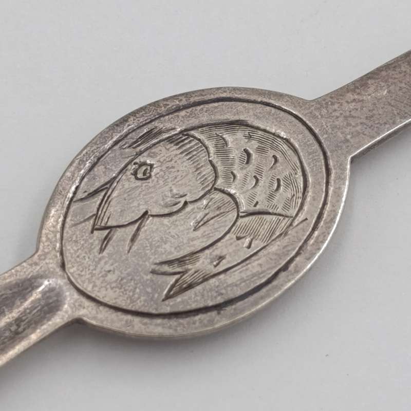 Antique Lobster/marrow spoon with fish engraved - silverplated