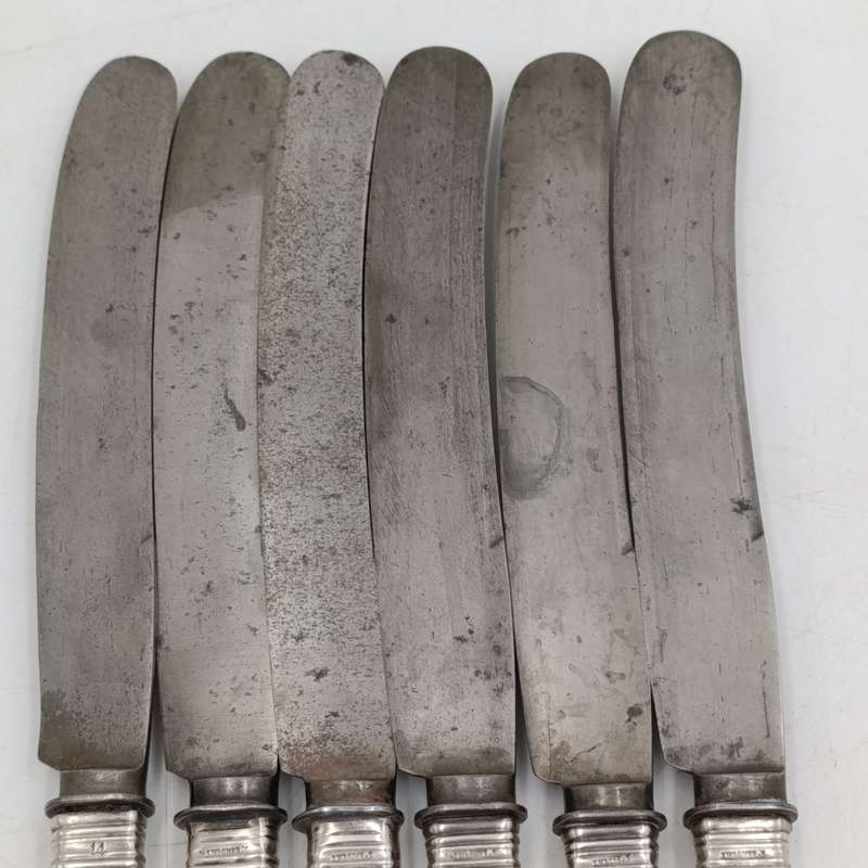 Lot of 6 silverplated Knives - dated 1859 German I.Wagner & S beautiful & still very sharp