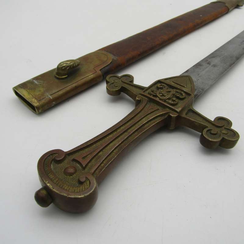 Victorian British Military Bandsman sword with brass handle and sheath