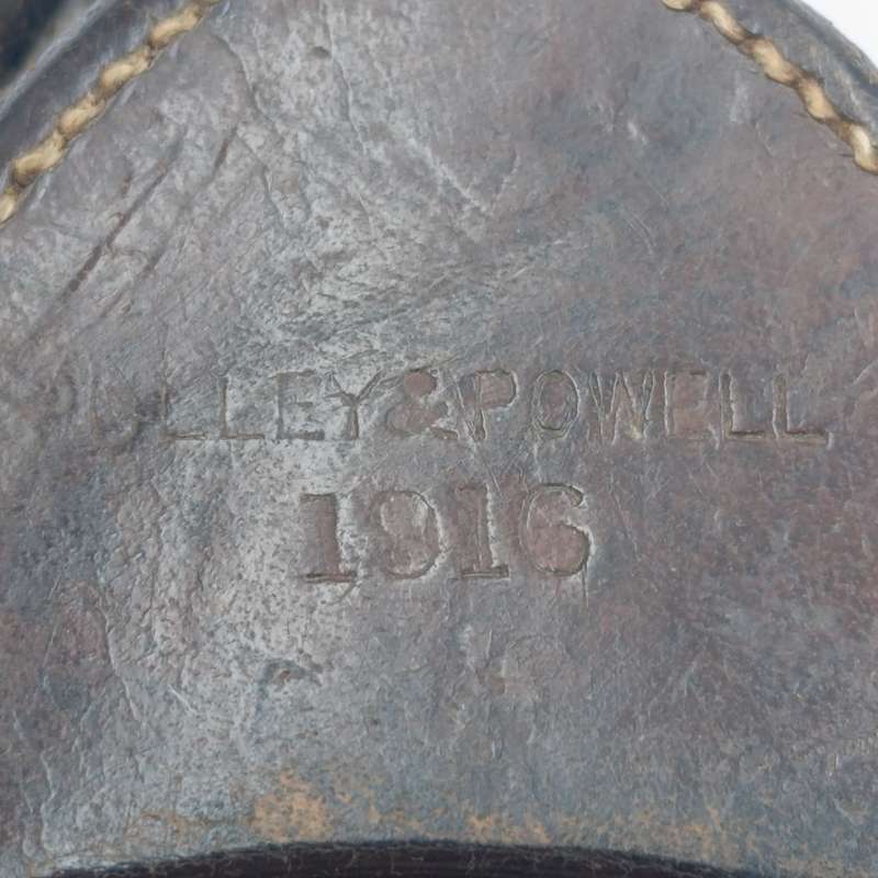 Antique WW1 Crushon and Emons London Compass in leather pouch marked Polley and Powell 1916