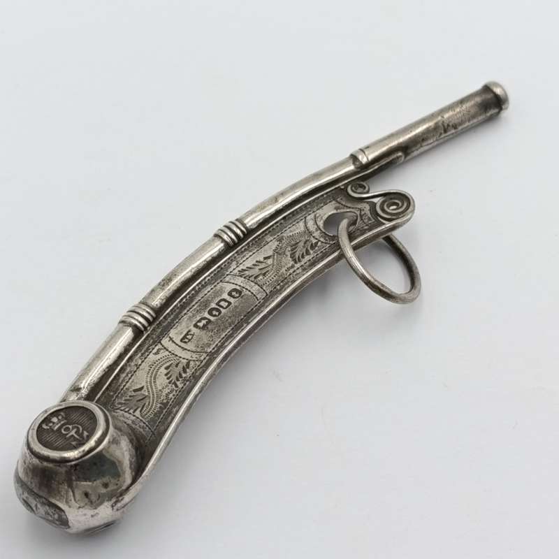Antique Victorian silver Bosuns whistle for Royal Navy - Birmingham 1850 hallmark