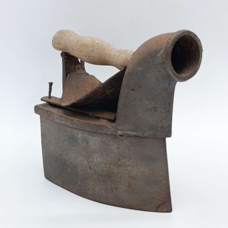Antique Coal iron with Chimney and hand basket