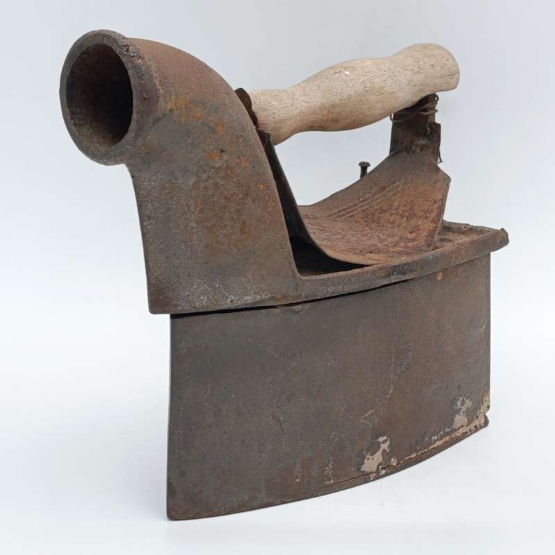 Antique Coal iron with Chimney and hand basket