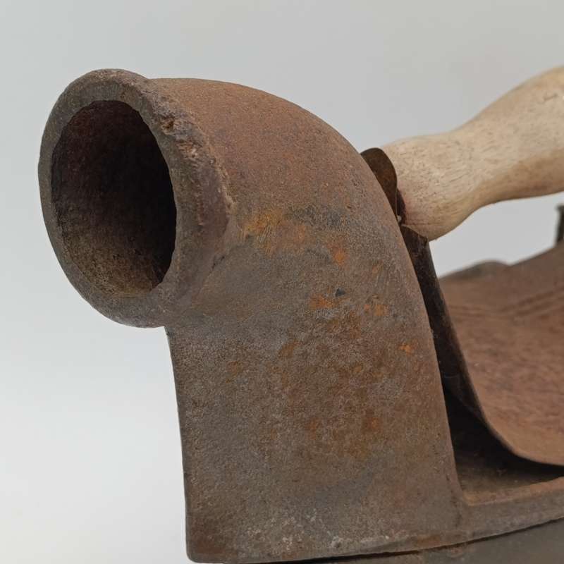 Antique Coal iron with Chimney and hand basket