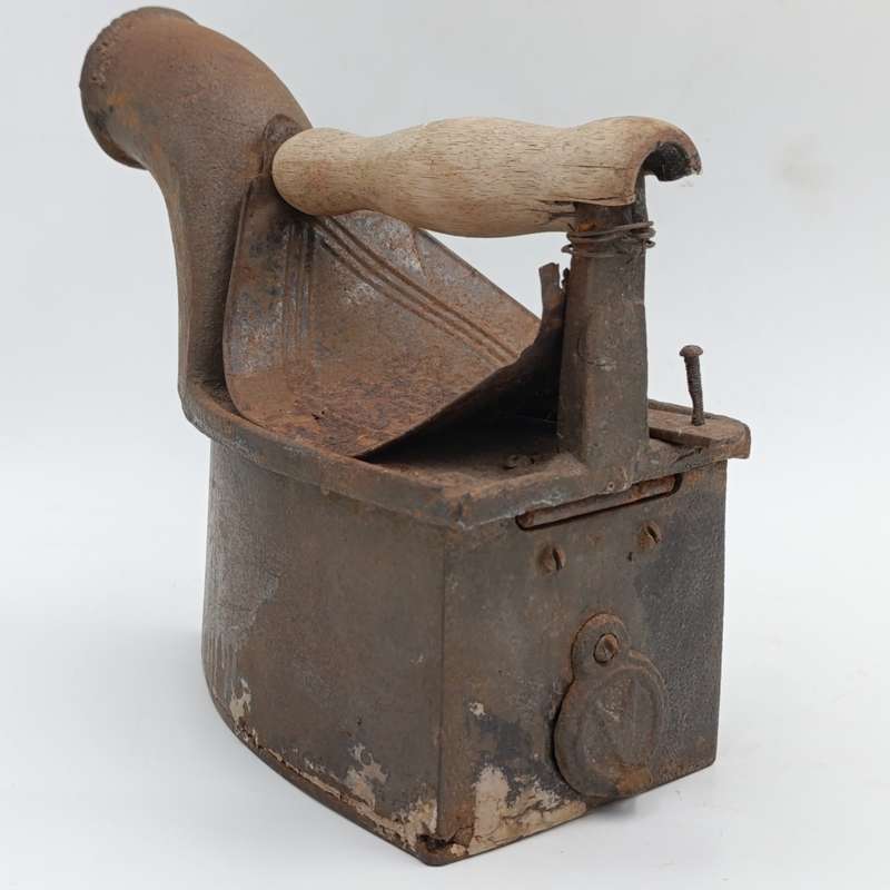 Antique Coal iron with Chimney and hand basket