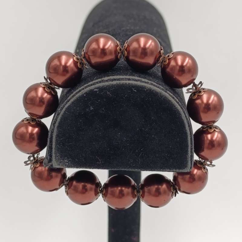 Copper Red glass pearls elastic bracelet