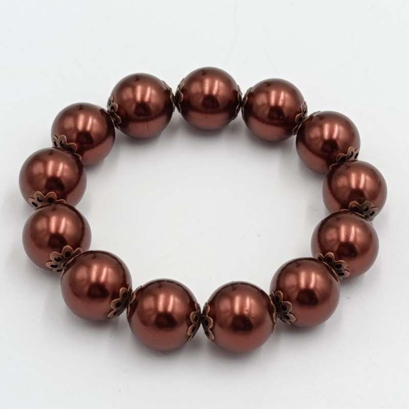 Copper Red glass pearls elastic bracelet