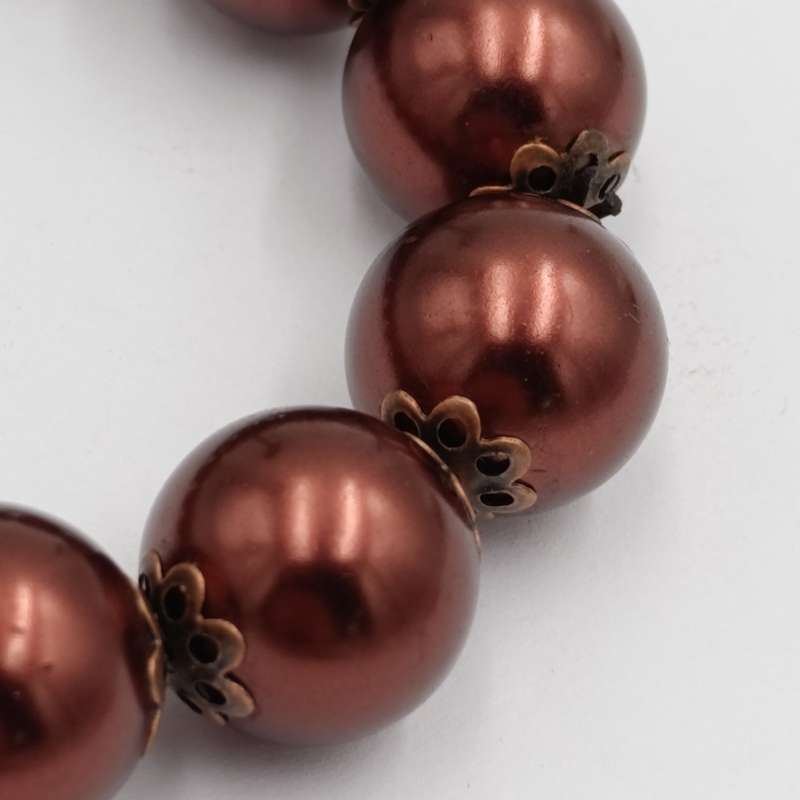 Copper Red glass pearls elastic bracelet