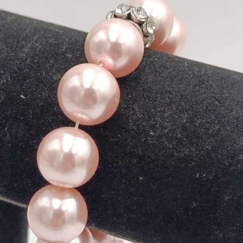 Pink glass pearls elastic bracelet
