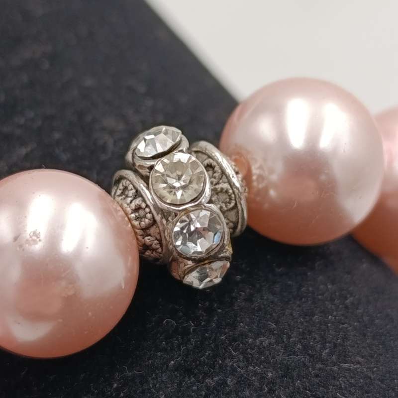 Pink glass pearls elastic bracelet
