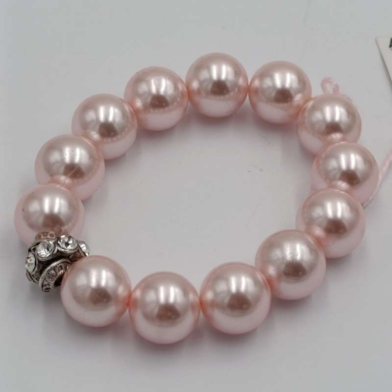 Pink glass pearls elastic bracelet