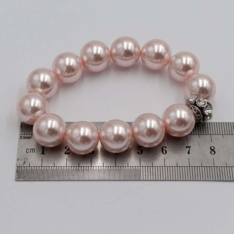 Pink glass pearls elastic bracelet