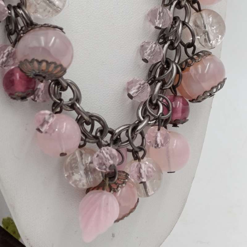 Pink Crystal beads necklace - length 46cm