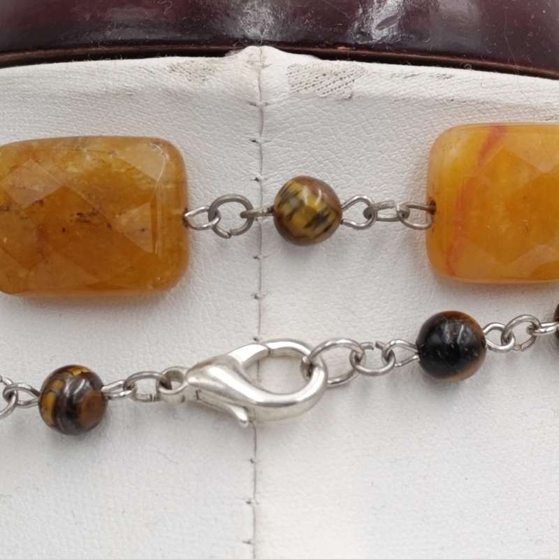 Tigers Eye and Citrine necklace - length 74cm