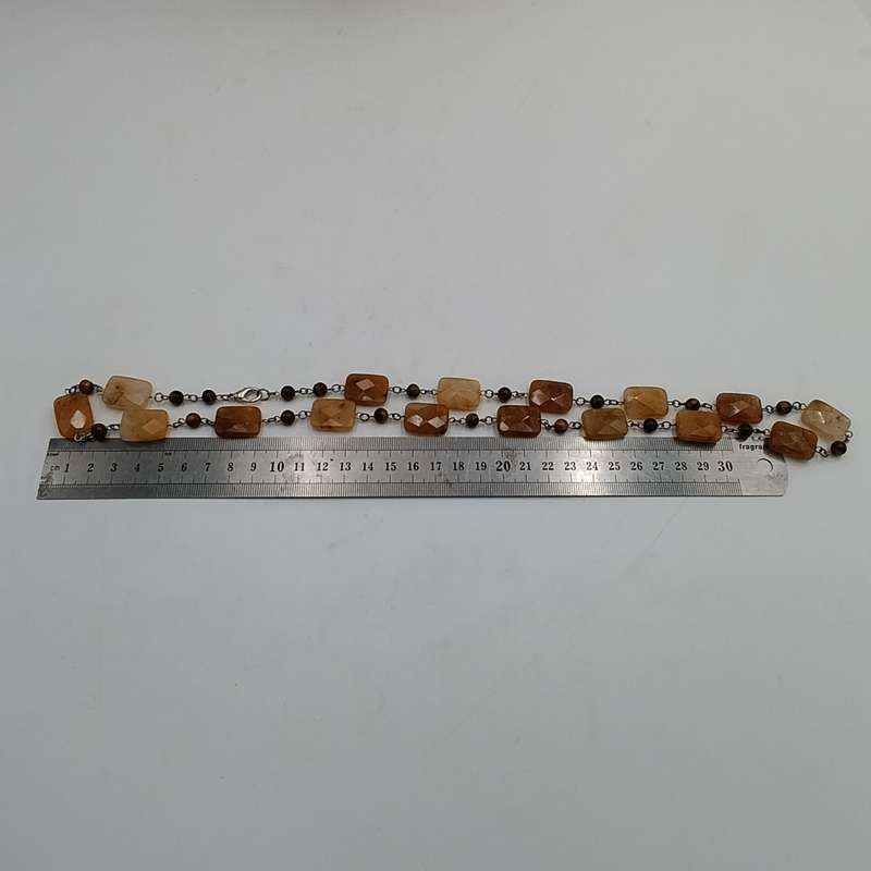 Tigers Eye and Citrine necklace - length 74cm