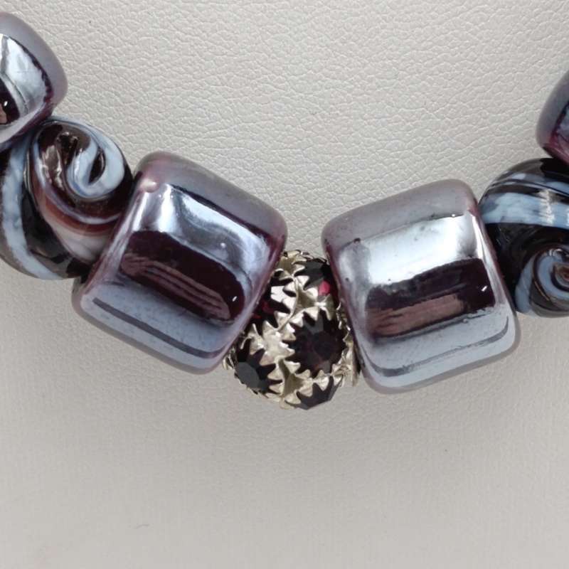 Beautiful pottery and glass beads necklace - length 47cm