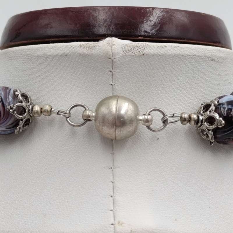 Beautiful pottery and glass beads necklace - length 47cm