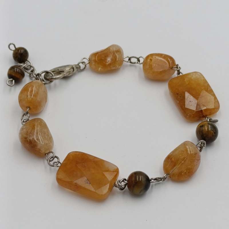 Tigers Eye and Citrine bracelet - length 22cm