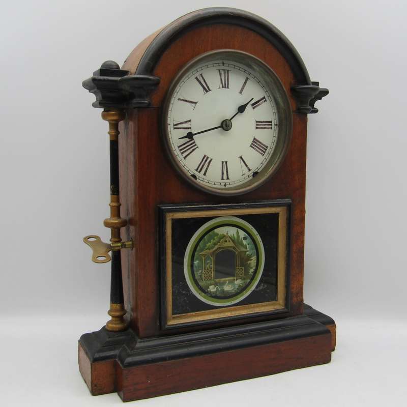 Antique Seth Tomas mantel clock with picture on glass