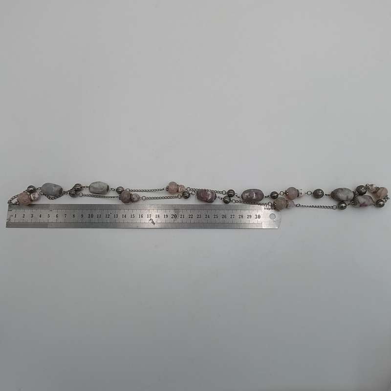 Lepidolite and glass beads necklace - length 91cm