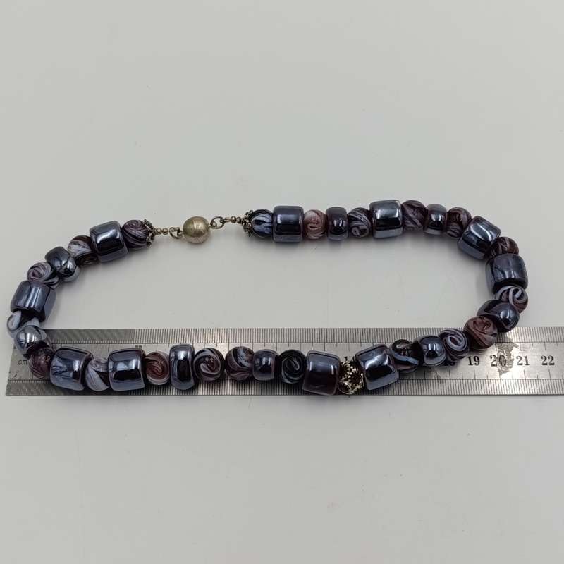 Beautiful pottery and glass beads necklace - length 47cm