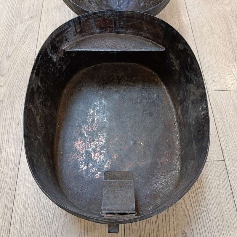 Boer War British Wolseley Pith helmet in steel tin marked W.S Howard