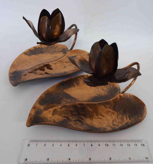 Pair of lovely copper candle holders - as per photo(price reduced with R100)
