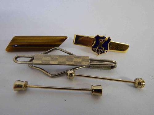 Lot of 5 tie pins and clips - reduced with 50%