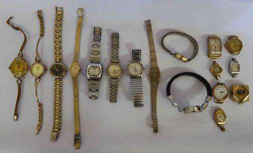 Lot of 17 ladies watches - not working - as per photo(price reduced with R55)