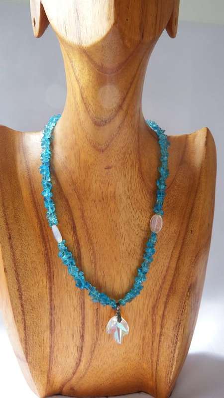 Blue glass beads necklace - 40 cm - as per photo