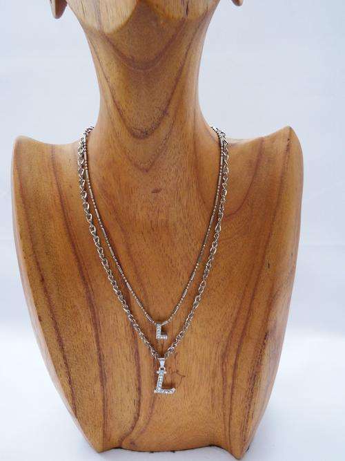 2 costume jewelry necklaces with letter `L` pendants - as per photo