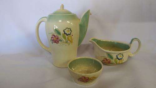 Suzie Cooper production milk jug, sugar pot and coffee pot - as per photo