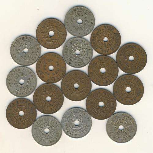 Lot of 17 different year Rhodesian Pennies - as per photo
