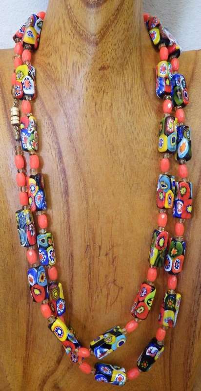 Italian vintage Murano glass bead necklace - 100cm - as per photo