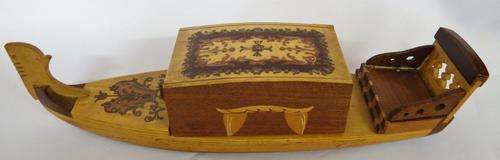 Wooden boat cigarette dispenser - as per photo